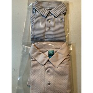 2 Shirts Pro Tour Mens‎ Coolplay Golf Polo Tan Diamond Textured UPF 15 1 New